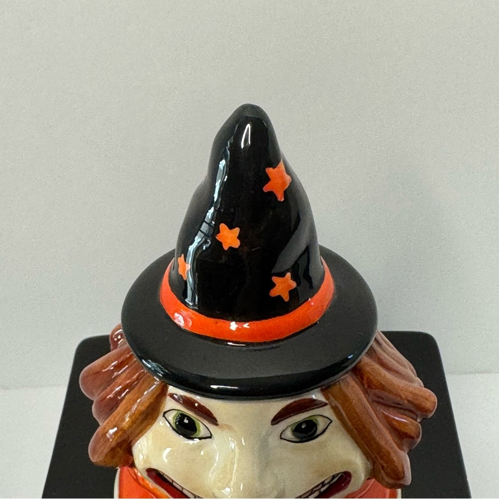 Pacific Rim Vintage Halloween Witch Clown Ceramic Covered Treat Jar Candy Box - Picture 4 of 16